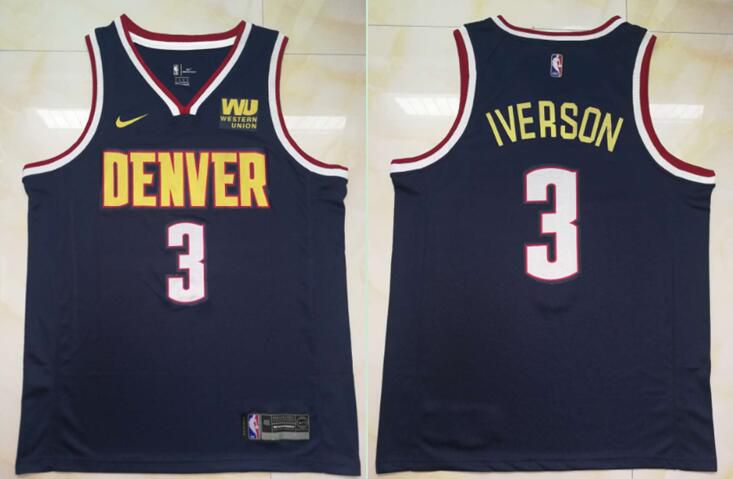 Men Denver Nuggets #3 Iverson Blue City Edition Game Nike NBA Jerseys
